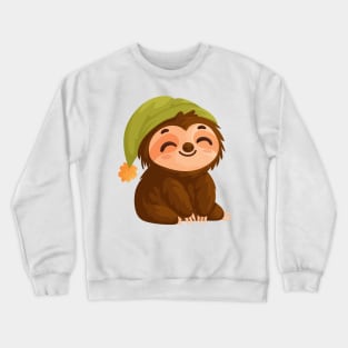 Cute sloth wearing a sleeping cap Crewneck Sweatshirt